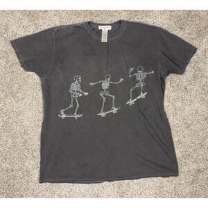 Project Social T Urban Outfitters Skeleton Skateboard Graphic Tee Charcoal OS